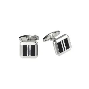 CUDWORTH Rhodium/Onyx/Mother Of Pearl Plated Cufflinks