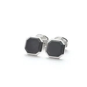 Cufflinks Square Facet Onyx Matte