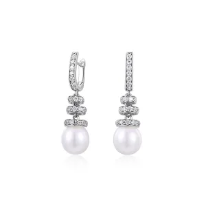 Cultured freshwater pearl drop earrings in sterling silver