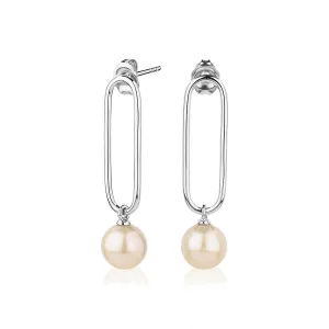 Cultured freshwater pearl drop earrings in sterling silver