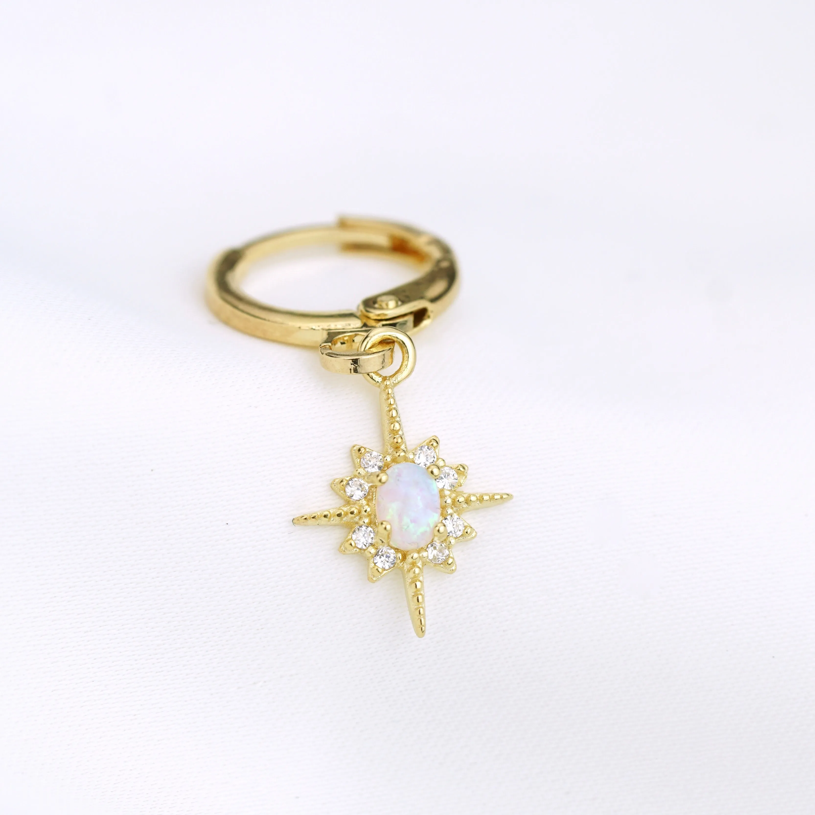 Delicate Opal North Star Earring