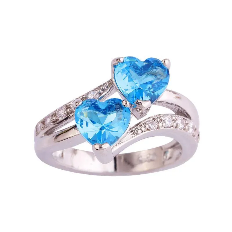 Double Heart Zircon Ring