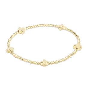 eGirl Signature Cross Small Gold Pattern 2mm Bead Bracelet