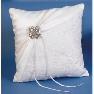 Embroidered Brooch Wedding Ring Bearer Pillow