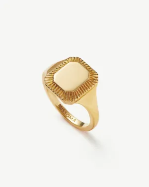 Engravable Square Ridge Signet Ring | 18ct Gold Vermeil