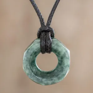 Faceted Green Jade Pendant Necklace from Guatemala - Green Ancestral Treasure | NOVICA