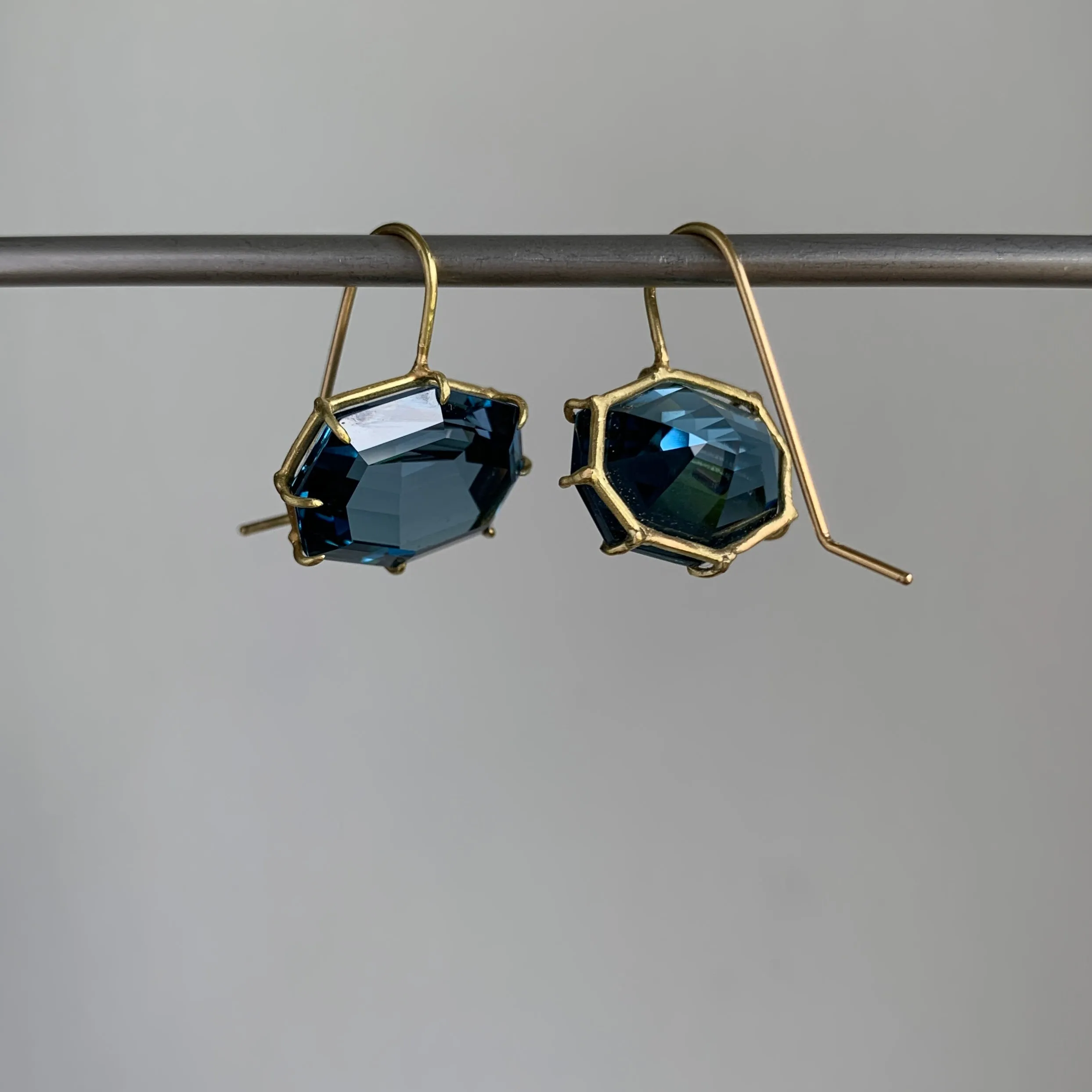 Faceted London Blue Topaz Octagon Earrings