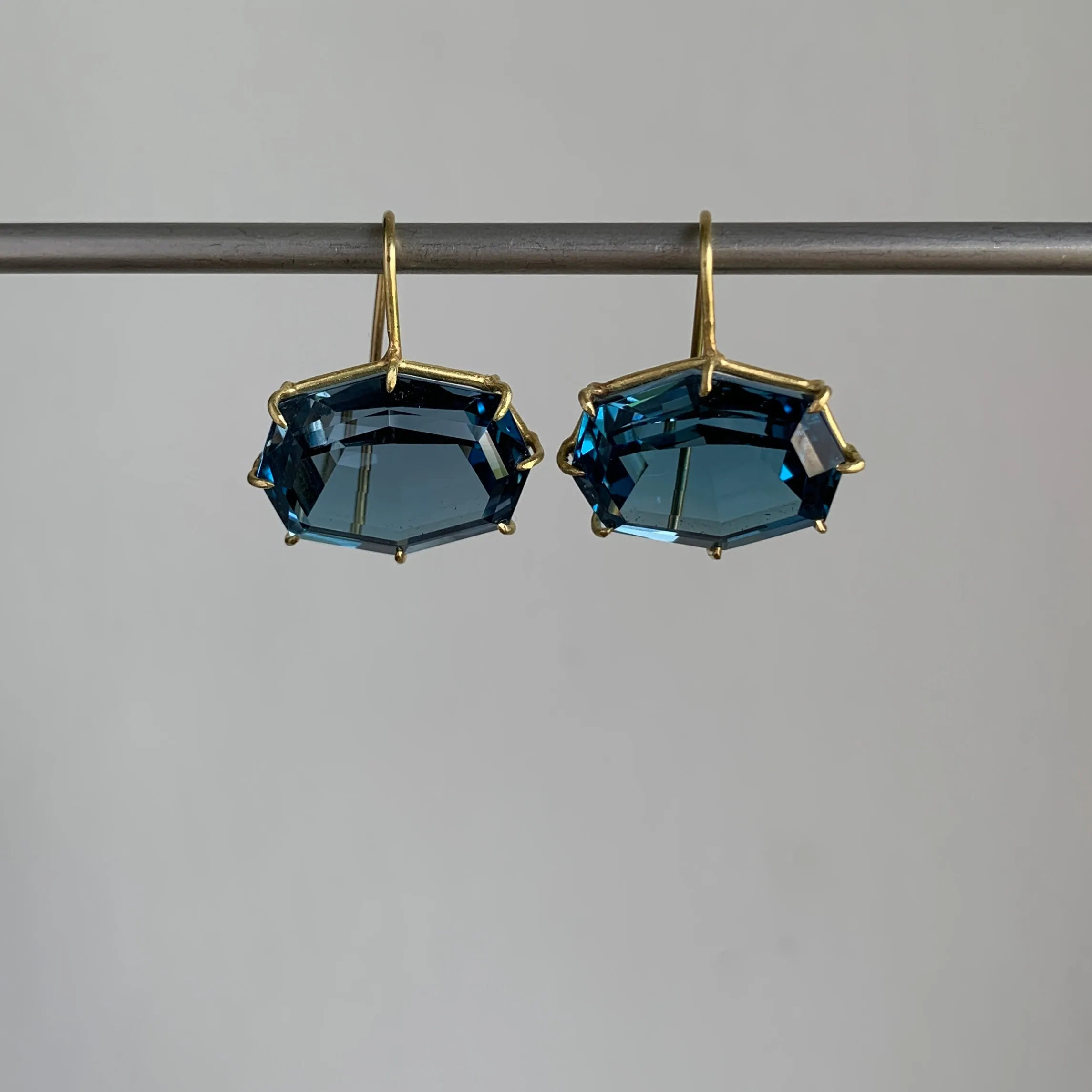 Faceted London Blue Topaz Octagon Earrings