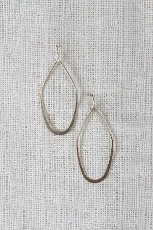 Flattened Angular Tear Drop Shaped Dangle Earrings