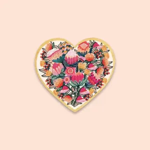 Flowers of Oz Heart Wooden Brooch