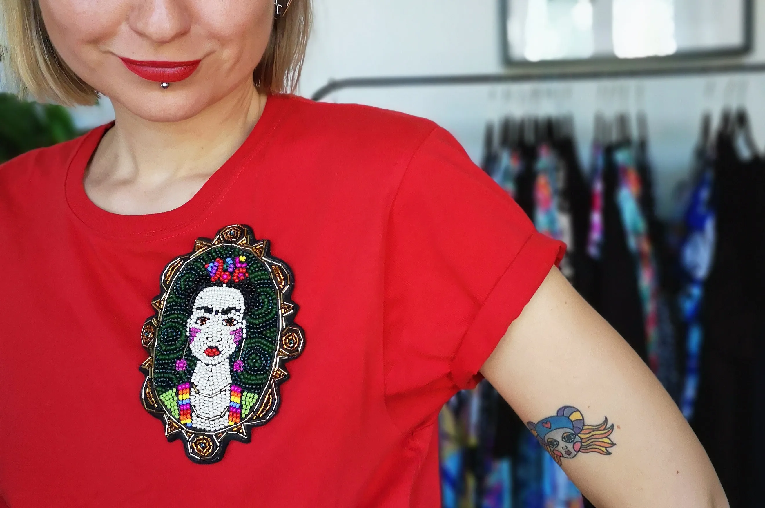 Frida Kahlo Portrait Oversized Statement Brooch