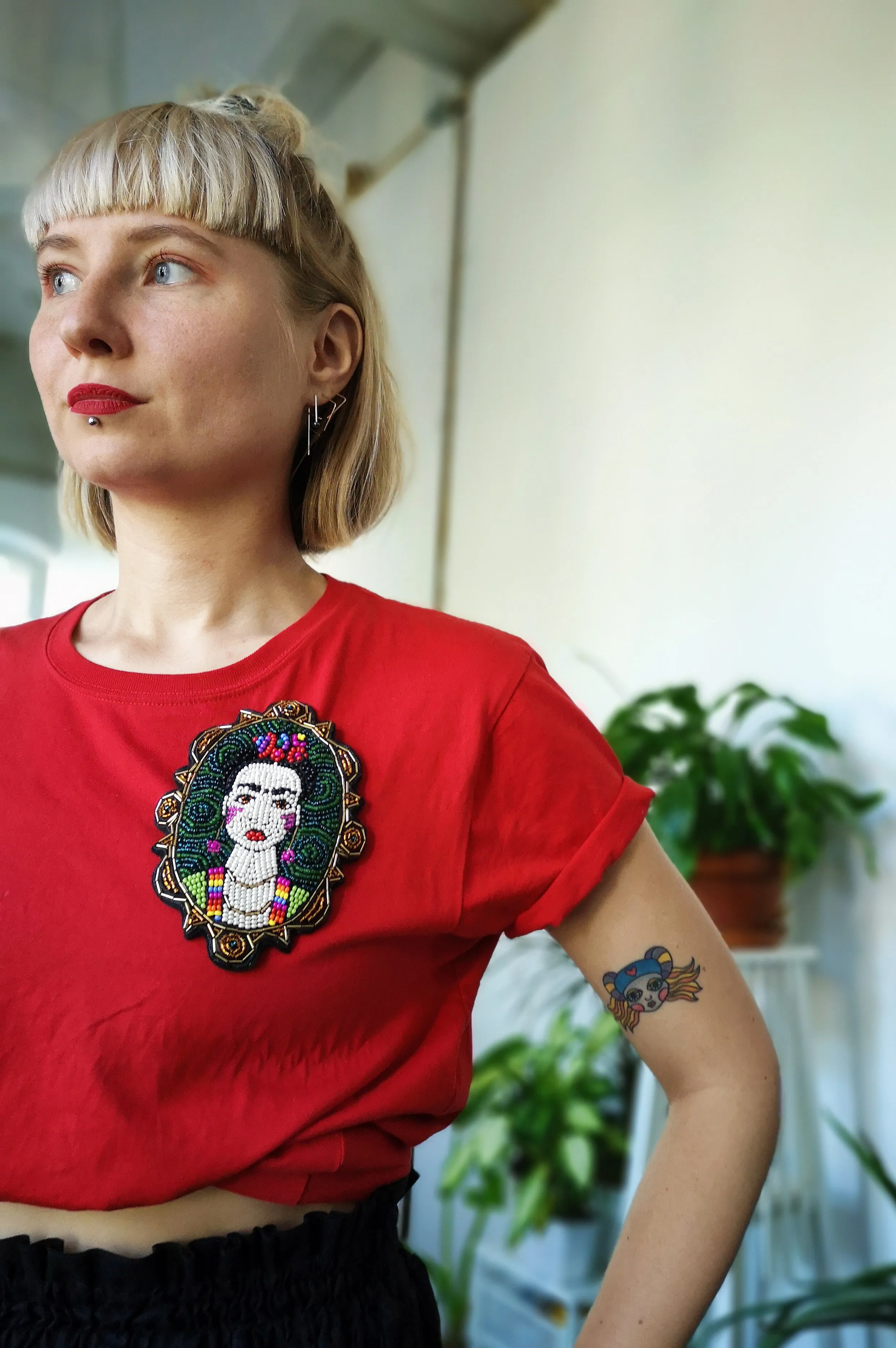 Frida Kahlo Portrait Oversized Statement Brooch