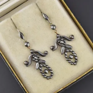 Georgian Victorian Cut Steel Chandelier Earrings