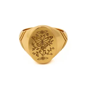 Gold "Monarch" Signet Ring