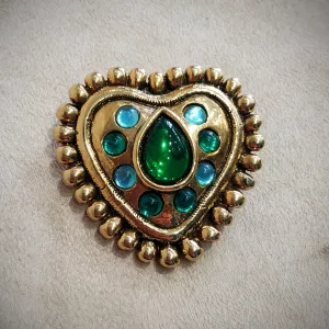 Golden Green Heart Brooch  by Satelite Paris