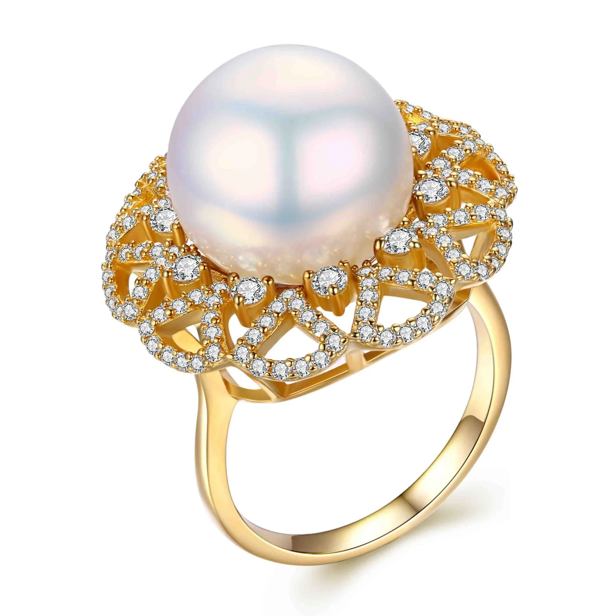 Golden Mandala Edison Pearl Ring