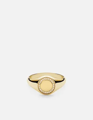 Halo Signet Ring, Gold Vermeil/Sapphire