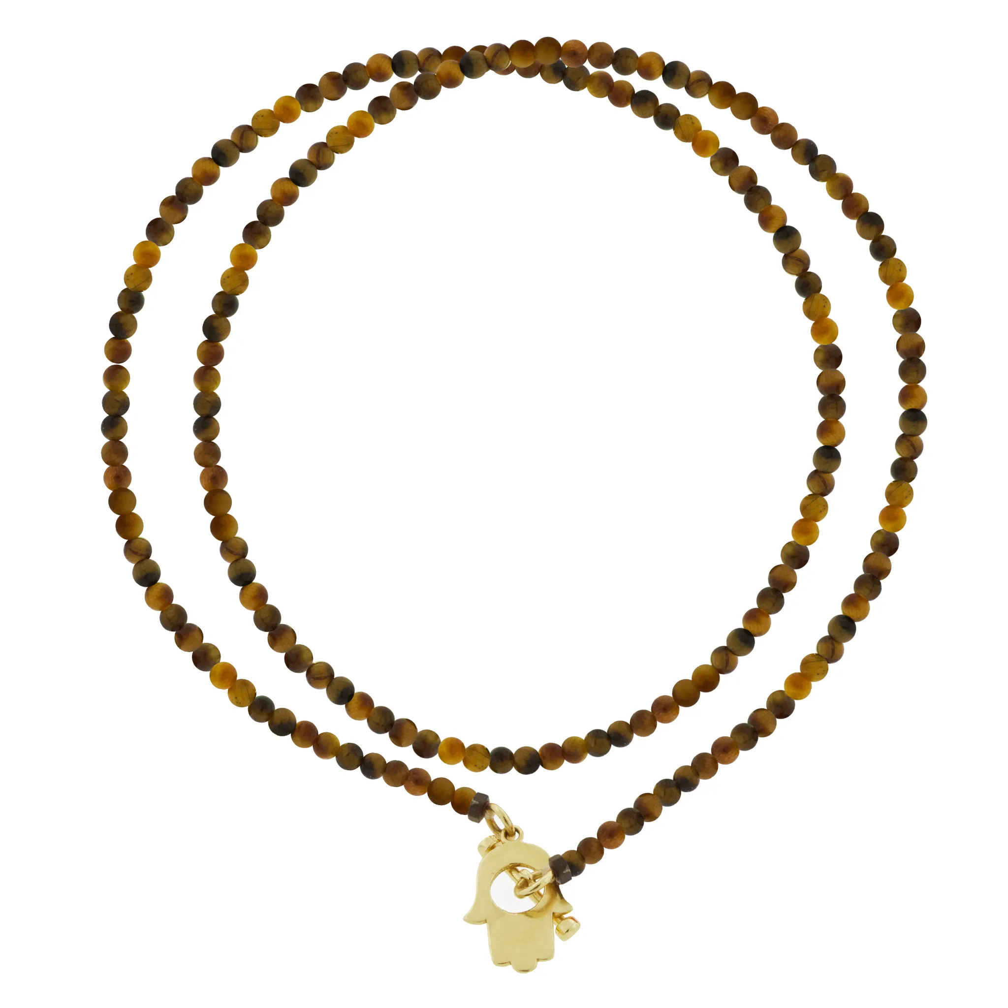 Hamsa Toggle Tiger's Eye Double-Wrap Bead Bracelet