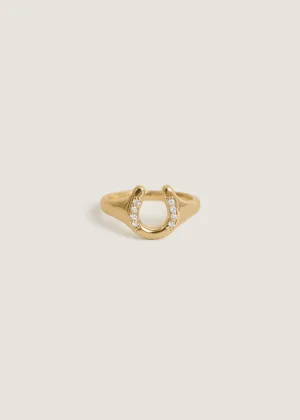 Horseshoe Signet Ring Diamond