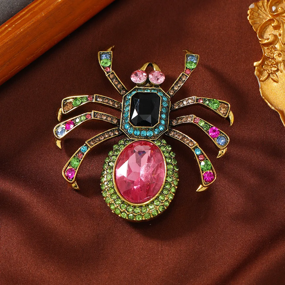 Jumpy- the Bright Rhinestone Studded Spider Brooch