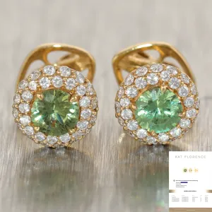 Kat Florence 18k Yellow Gold 0.91ctw Dematoid & 0.50ctw Diamond Stud Earrings