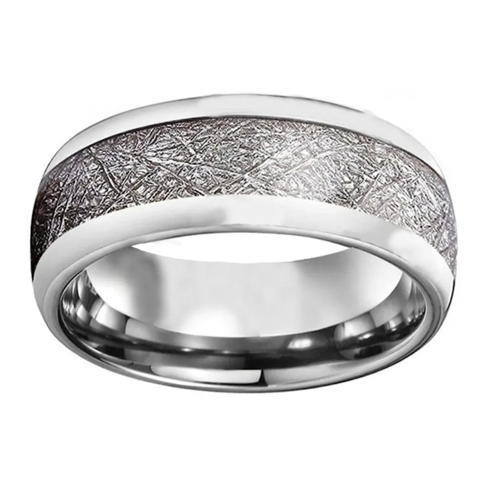 Kelle Designs Men's 8mm Tungsten Meteorite Inlay Wedding Band