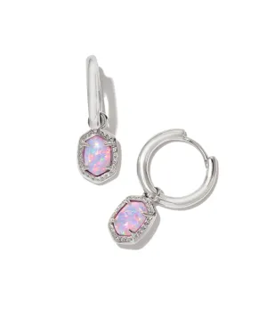 Kendra Scott Daphne Silver Framed Huggie Earrings in Lilac Kyocera Opal