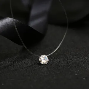 Korean version of the creative transparent fishing line invisible necklace with diamond zircon clavicle chain