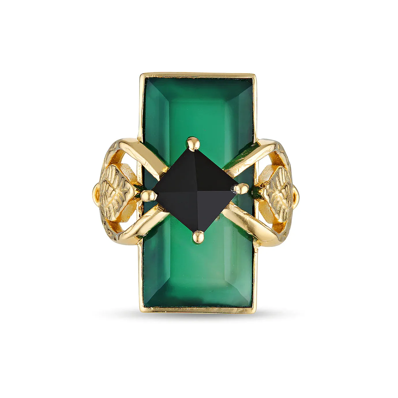 Kyoti Lotus Ring Green Onyx Gold