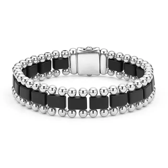 LAGOS Anthem Matte Black Ceramic Link Bracelet in Stainless Steel