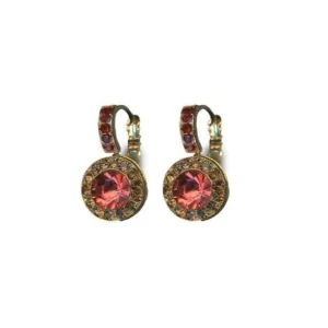 Large Embellished Halo Leverback Earrings in "Bonfire" *Custom*