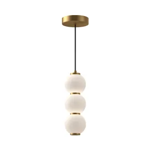 LED Pendant from the Bijou Collection in Aged Gold/Opal Matte Glass Finish by Alora