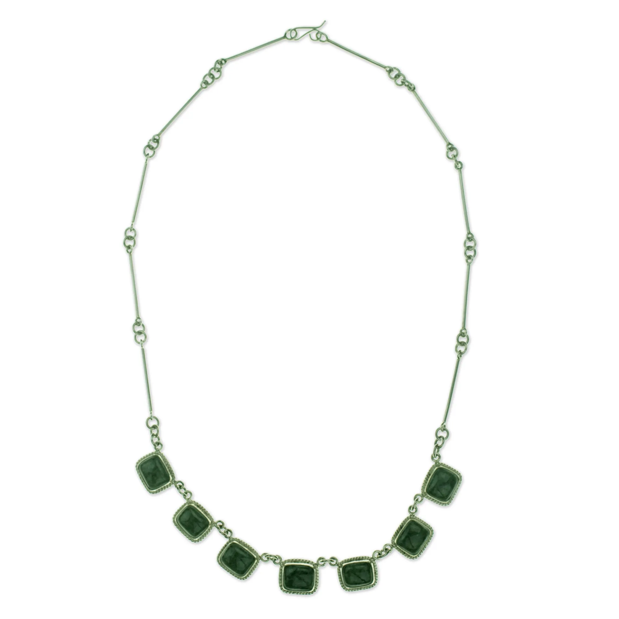 Life Divine Artisan Crafted Guatemalan Jade and Silver Pendant Necklace