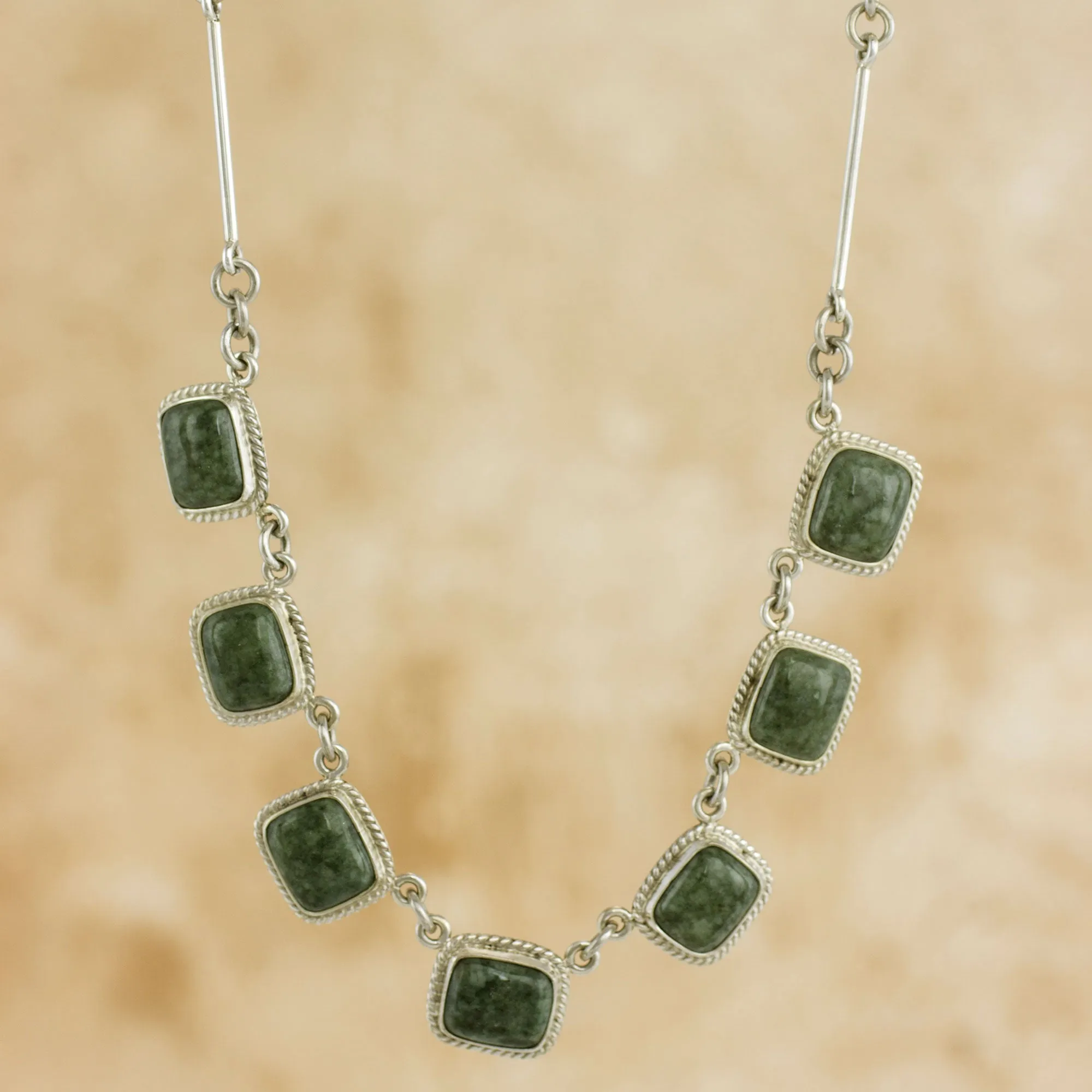 Life Divine Artisan Crafted Guatemalan Jade and Silver Pendant Necklace