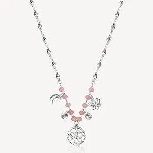 Lotus Stone Chakra Necklace in Stainless Steel