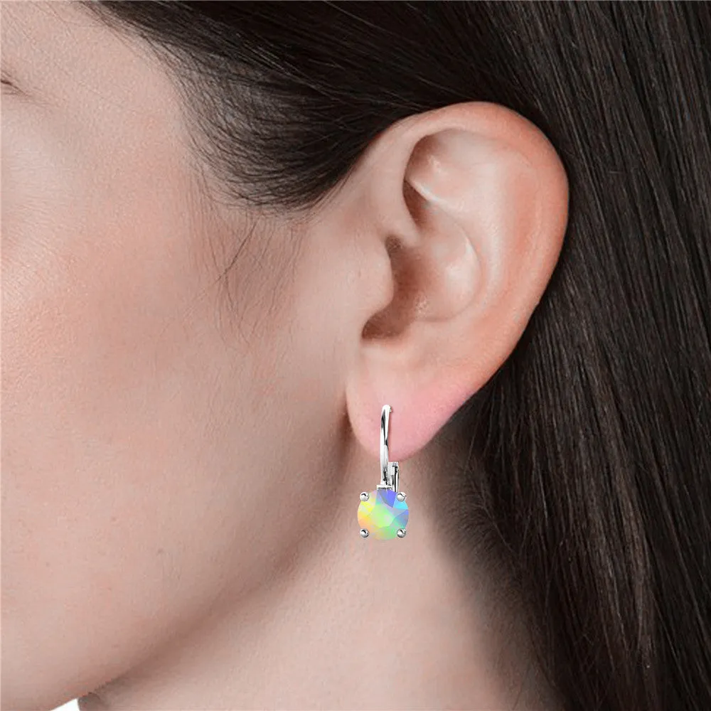 Lyric 18k White Gold Plated Drop Earrings with Opal