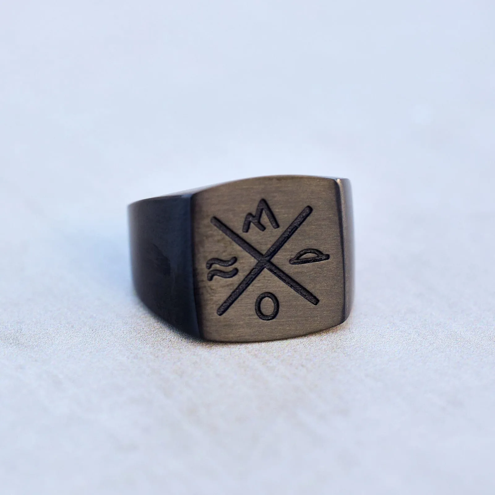 Men's Compass Signet Ring