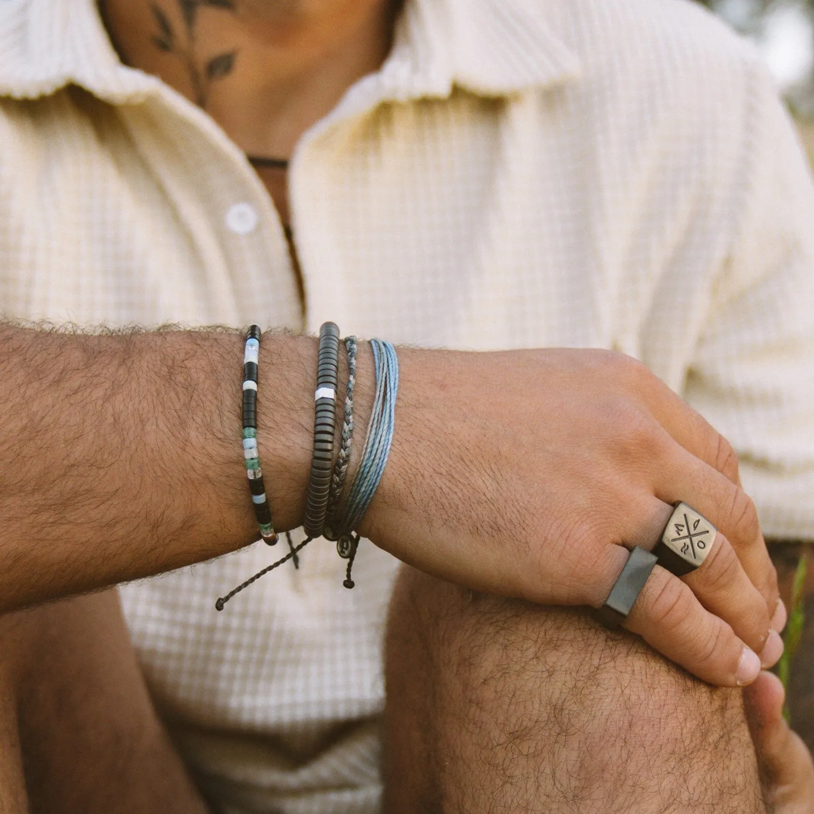 Men's Compass Signet Ring