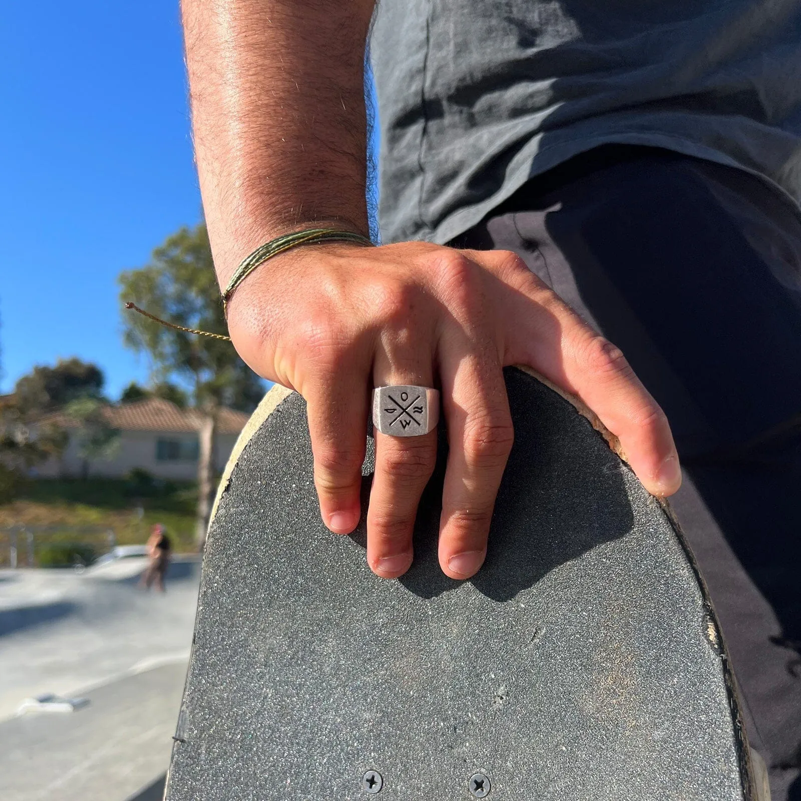 Men's Compass Signet Ring