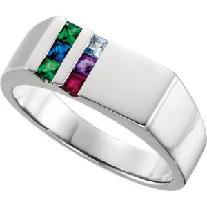 Men's Father's or Grandfather's Family Birthstone Signet Ring