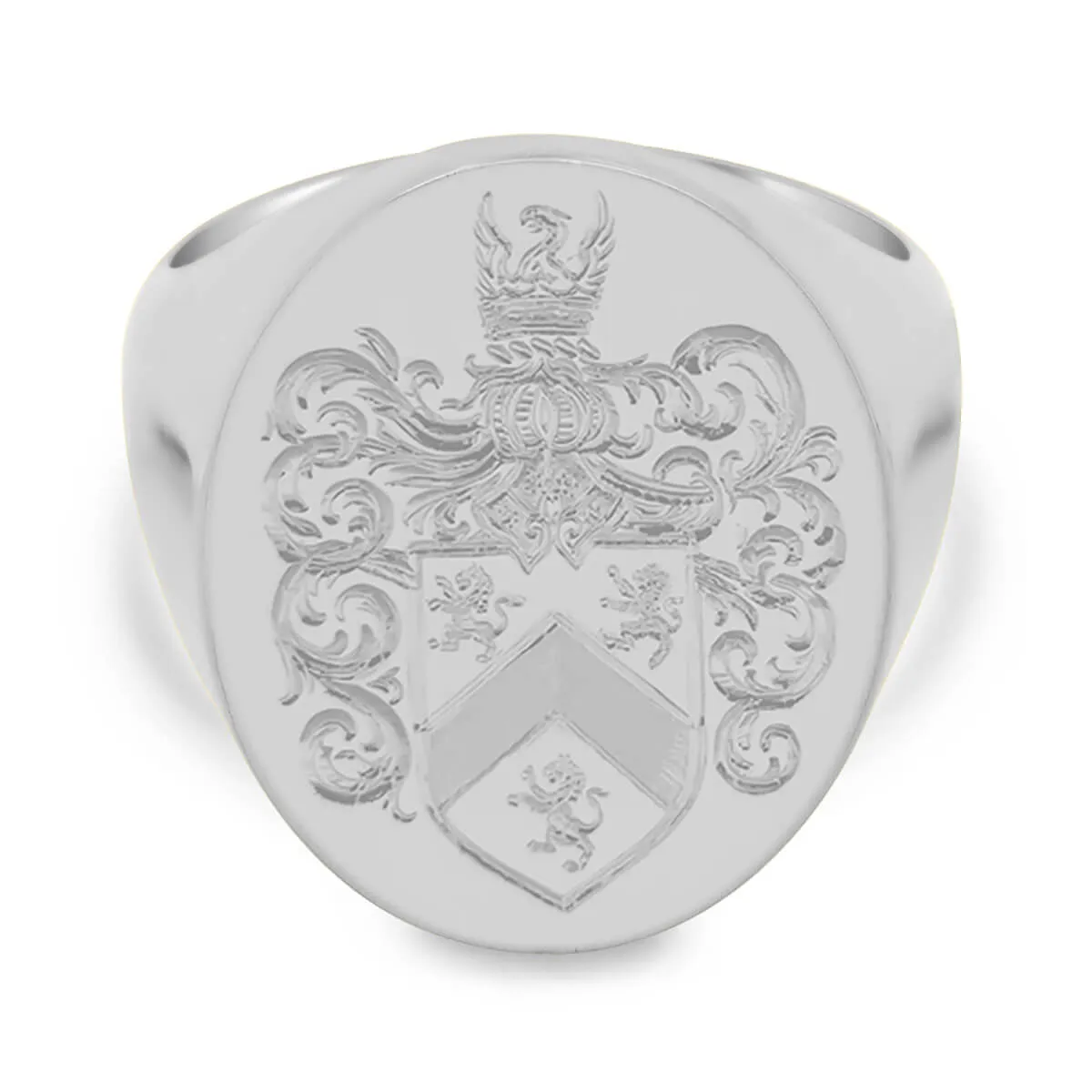 Men's Oval Signet Ring - Extra Large - Hand Engraved Family Crest / Logo