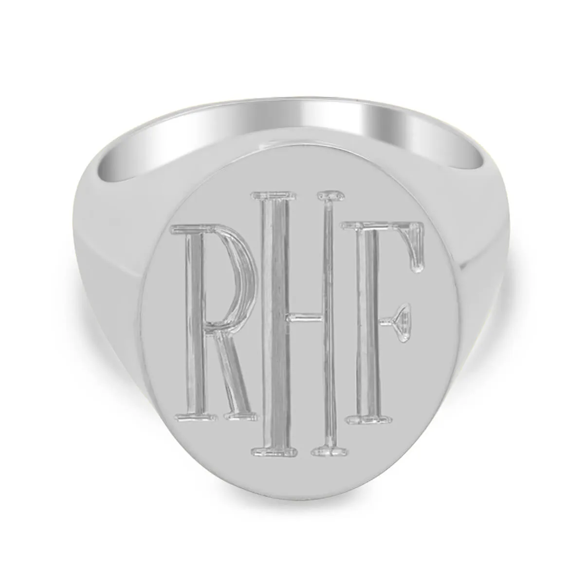 Men's Oval Signet Ring - Large - Hand Engraved Roman Monogram