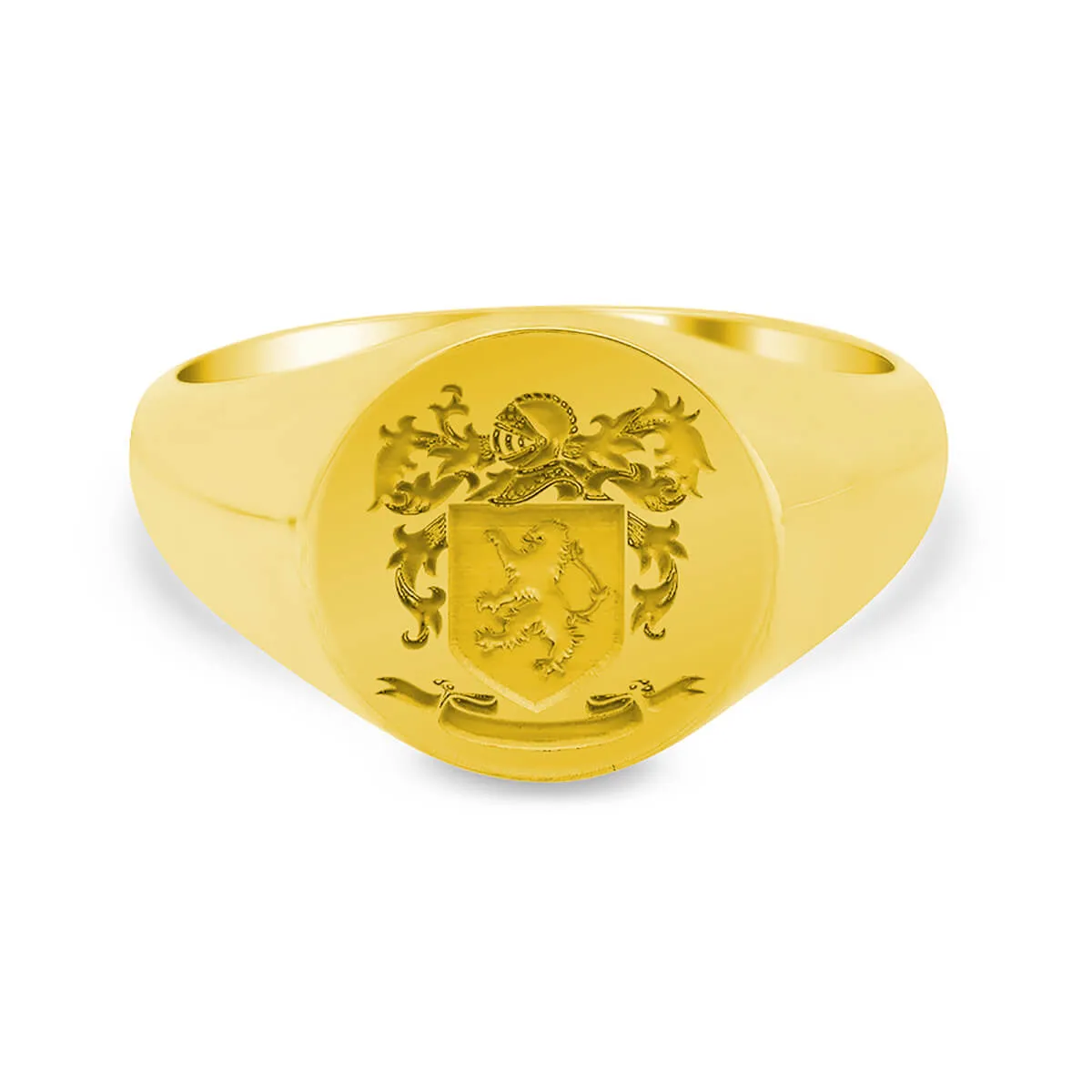 Men's Round Signet Ring - Small - Laser Engraved Family Crest / Logo