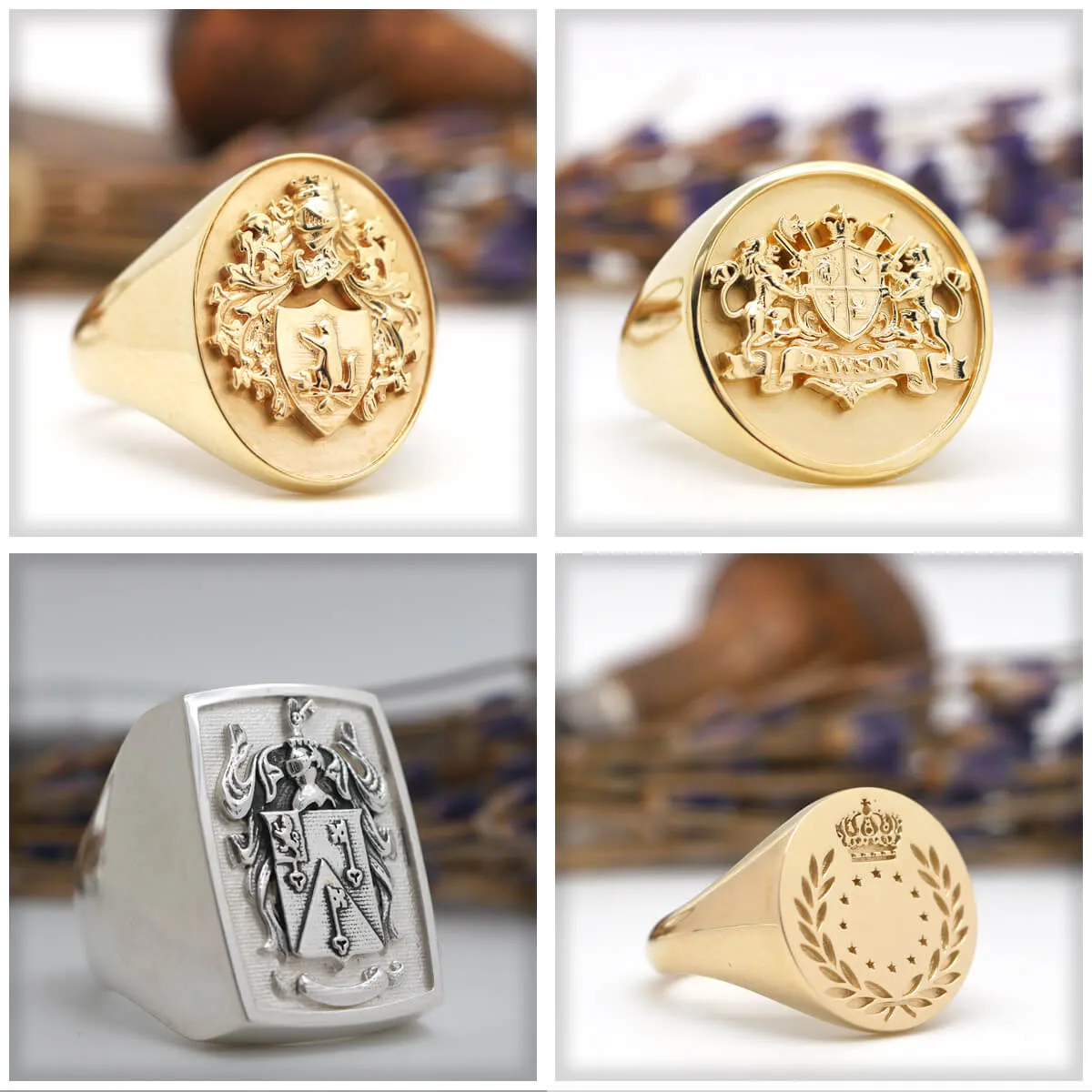 Men's Square Signet Ring - Medium - CAD Designed Family Crest / Logo