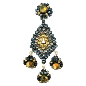 MIGUEL ASES TRI COLOR MIX 3 DROP CHANDELIER Earrings