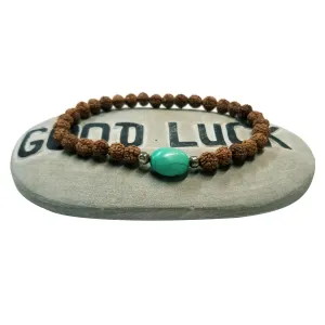 Mini Rudraksha Bead & Turquoise Bracelet