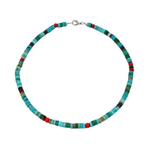 Mix Turquoise Disc Beads Red Coral Necklace