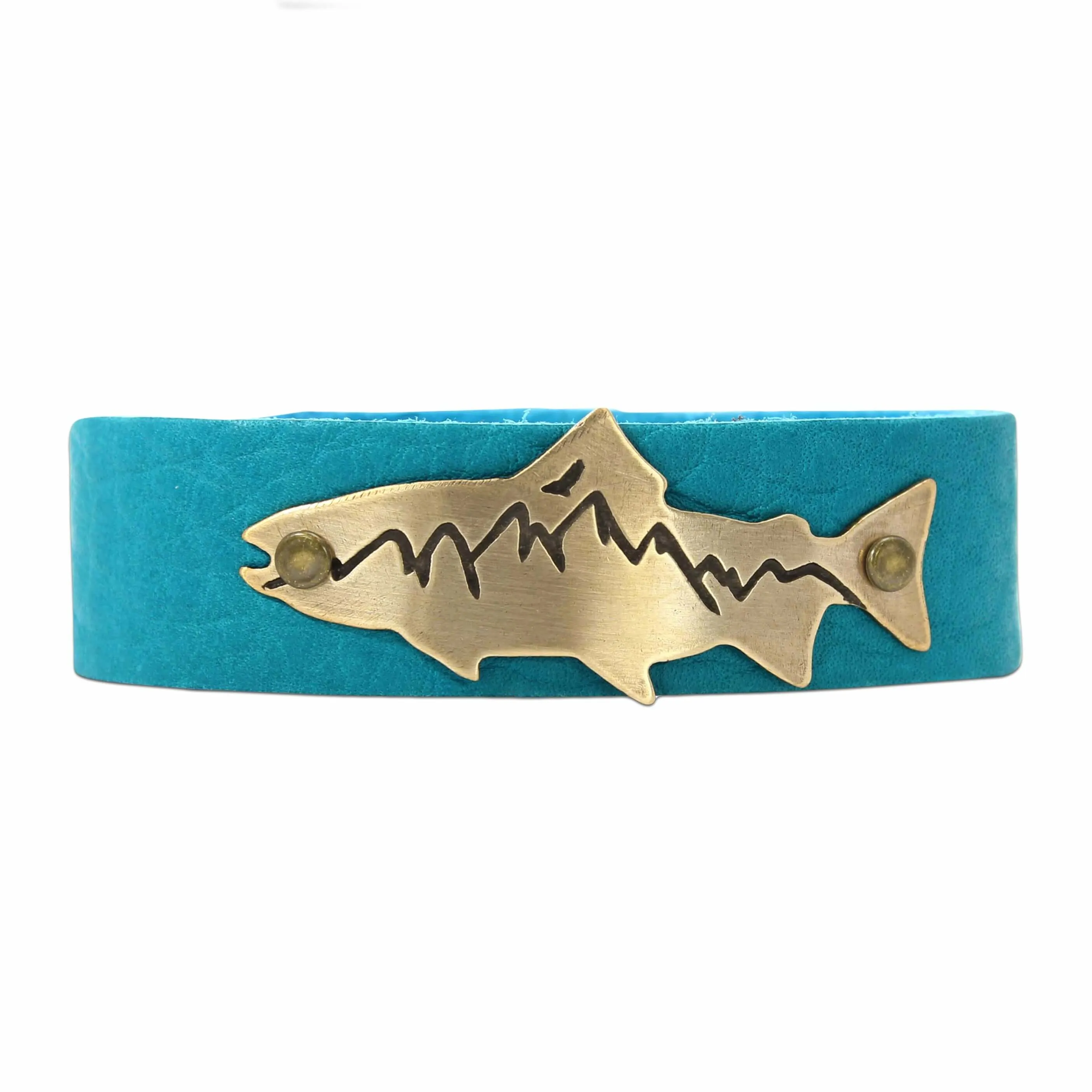 Mountain Trout Leather Cuff Bracelet