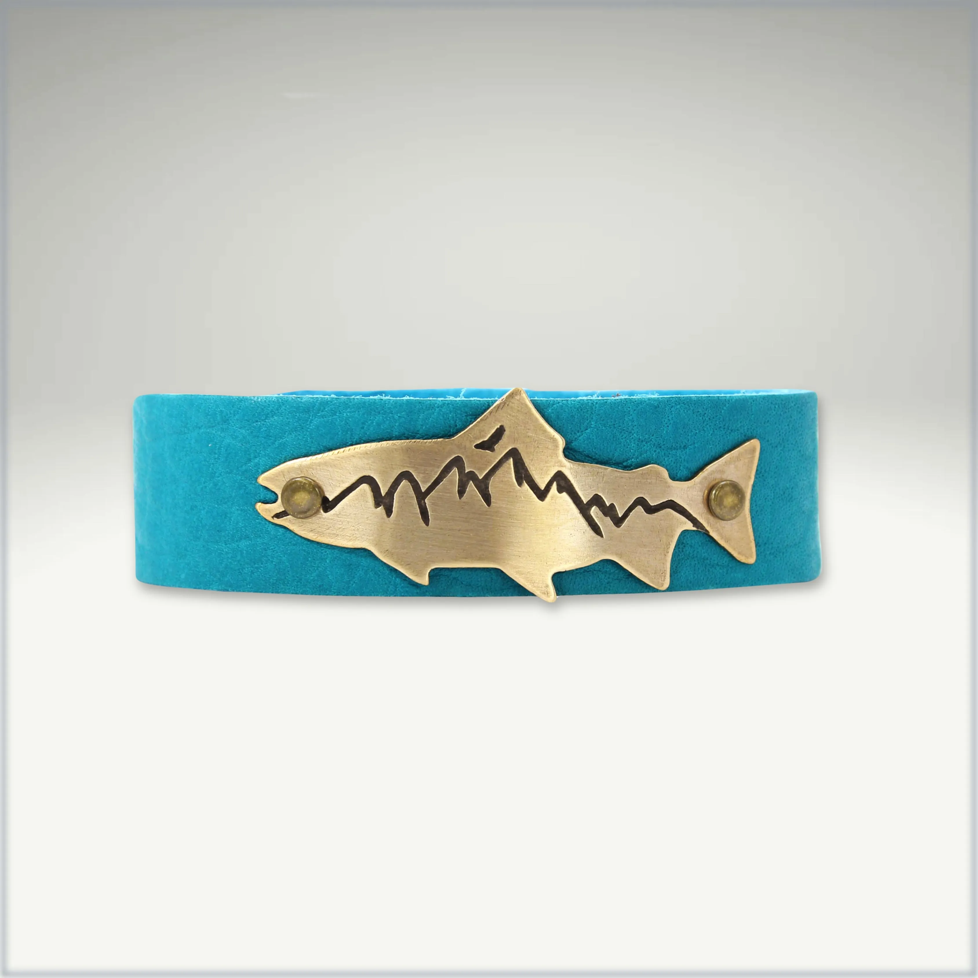 Mountain Trout Leather Cuff Bracelet