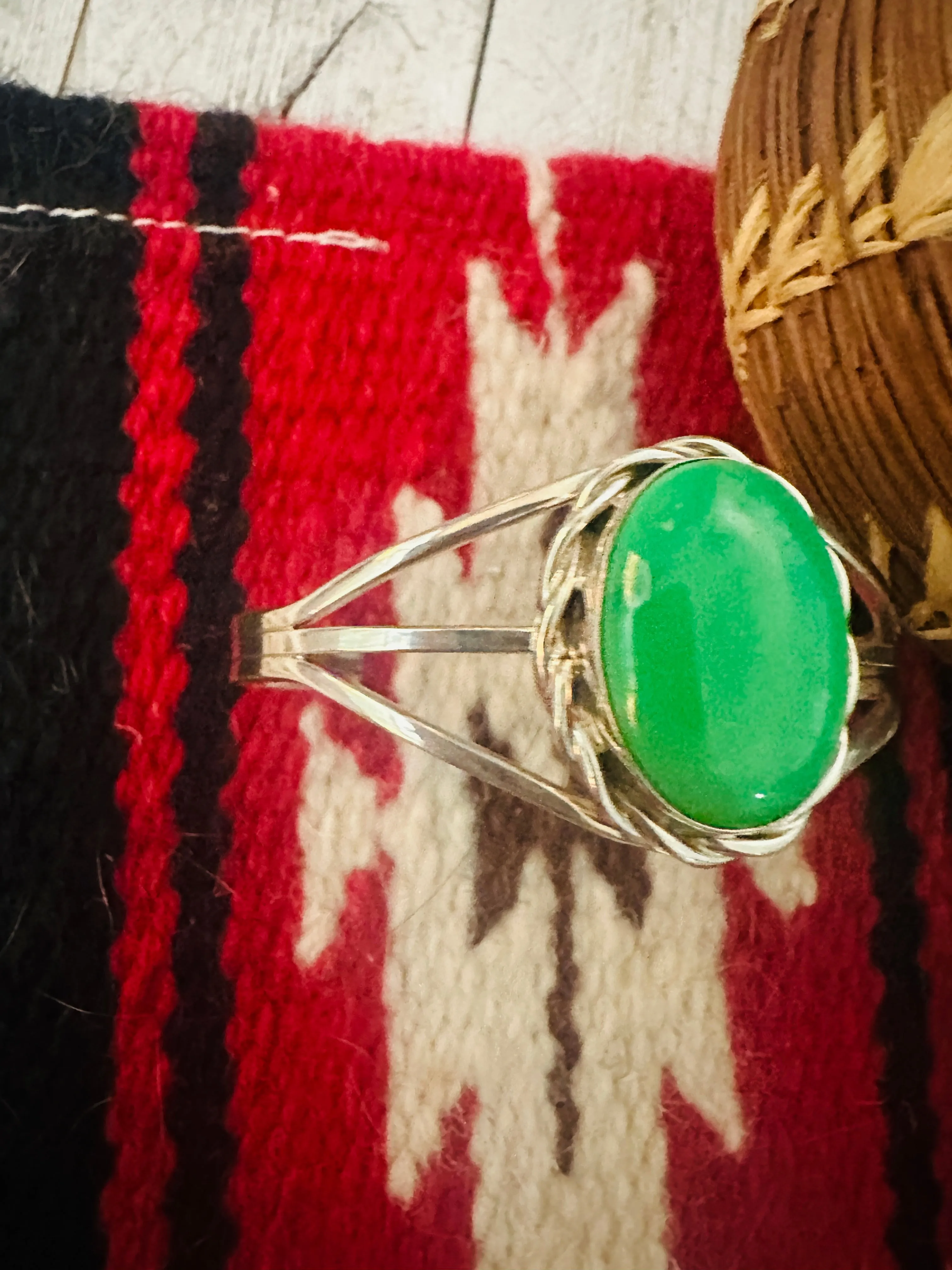 Navajo Green Kingman Turquoise & Sterling Silver Cuff Bracelet